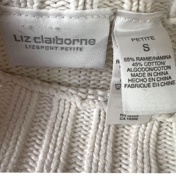 Vintage Liz Claiborne Dog Sweater Womens Small White Knit Cotton Pullover Birds - Picture 5 of 8